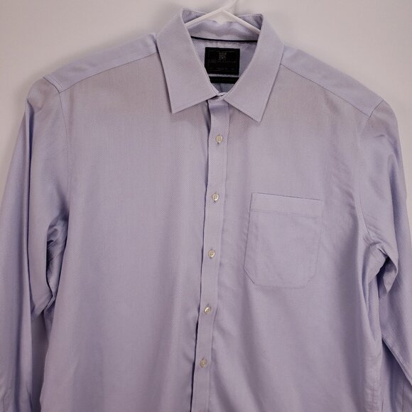 M&S Collection Shirt Mens 17 Blue Long Sleeve Button Down Cotton Performance - Picture 2 of 10